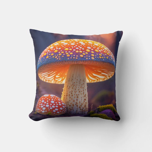 Coussin Forêt de champignons Calme Nature paisible Zen (Recto)