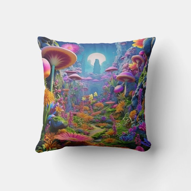 Coussin Forêt de champignons enchantés – Champignons de fa (Verso)