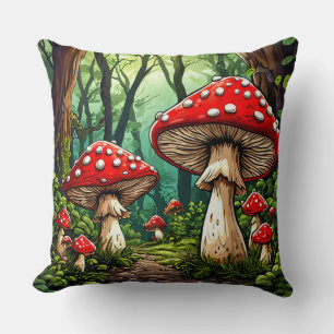 Coussin Forêt de champignons féeriques 🍄 Cadeau cosy ✨