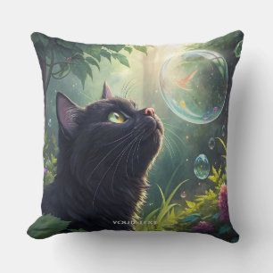 Coussin Forêt de chats noirs Fantasy Mignons