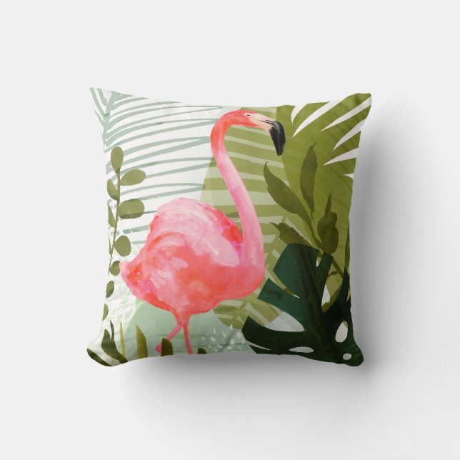 Coussin Forêt de Flamant rose (Recto)