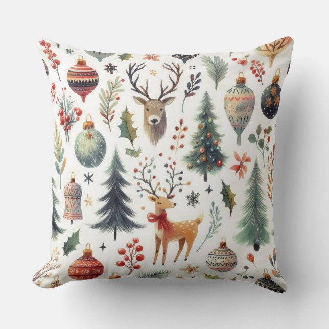 Coussin Forêt de Noël rustique (Recto)