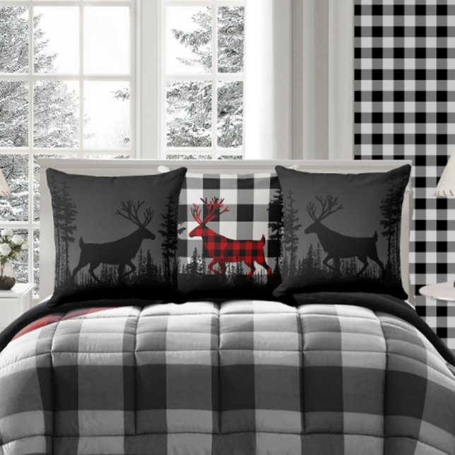 Coussin Forêt de pins de nuit sans fin Cerf (Créateur téléchargé)