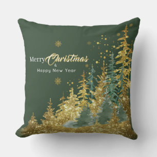Coussin Forêt de pins verts Joyeux Noël