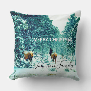 Coussin Forêt de rennes d'hiver de Noël