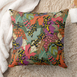 Coussin forêt de salamandres maximaliste