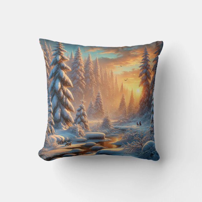 Coussin Forêt d'hiver (Recto)