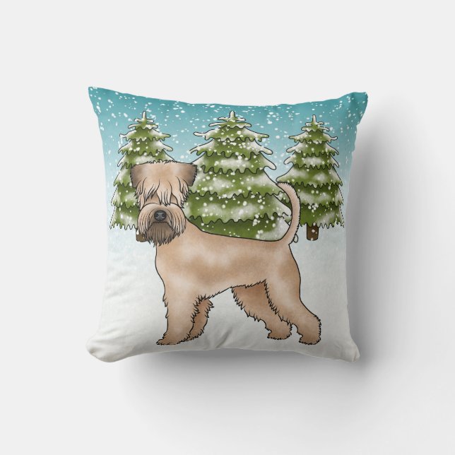 Coussin Forêt d'hiver de neige de Terrier roux à revêtemen (Recto)