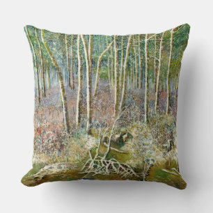 Coussin forêt d'hiver peinture aquarelle