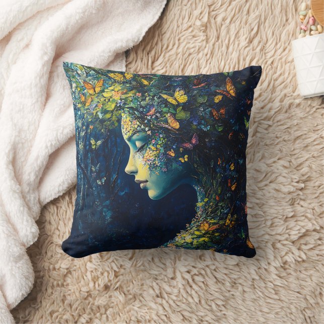 Coussin Forêt enchantée de papillons Déesse (2) (Couverture)