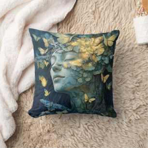 Coussin Forêt enchantée de papillons Déesse (4)