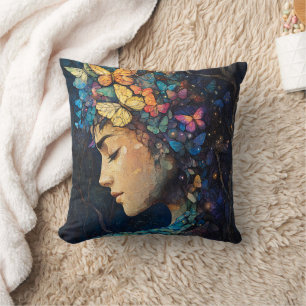 Coussin Forêt enchantée de papillons Déesse (5)