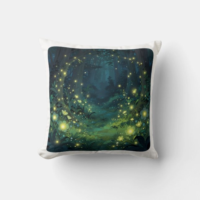 Coussin Forêt Enchantée Lueur Nuit Magique (Recto)