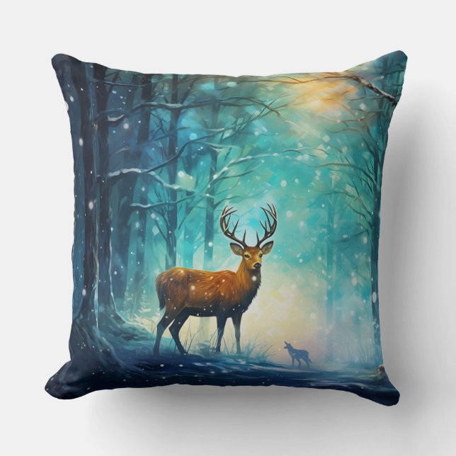 Coussin Forêt enneigée magique Art-82109 (Recto)