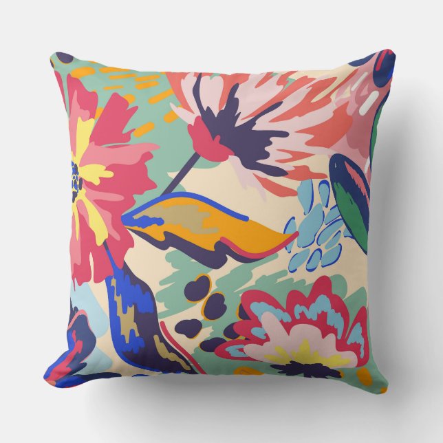 Coussin Forêt et rose (Recto)