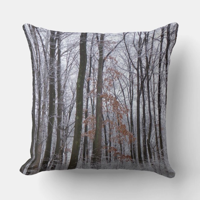 Coussin Forêt huppée neige paysage d'hiver Photographie (Recto)