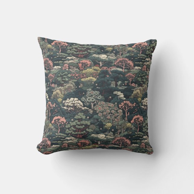Coussin Forêt japonaise colorée (Recto)