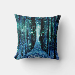 Coussin Forêt Magique Turquoise Bleu-vert