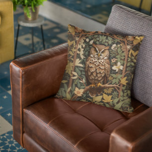 Coussin Forêt majestueuse de chouette à cornes