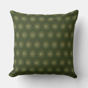 Coussin Forêt Médaillons de fleurs de Zinnia dorées
