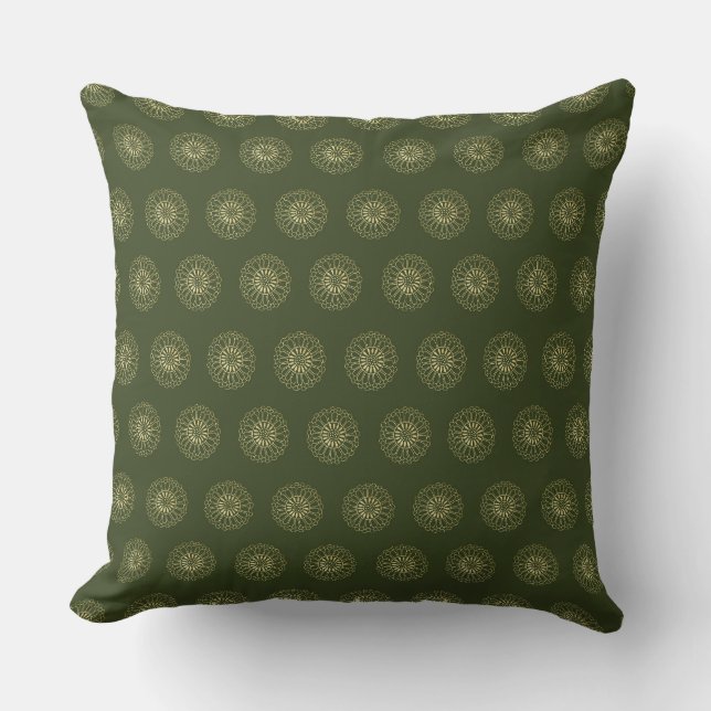 Coussin Forêt | Médaillons de fleurs de Zinnia dorées (Recto)