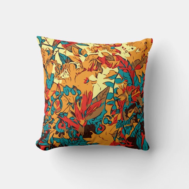 Coussin Forêt métallique Rouge électrique rétro (Recto)