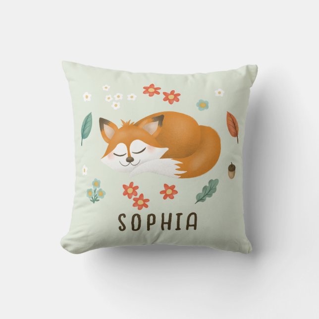 Coussin Forêt mignonne et capricieuse Fox automne (Recto)