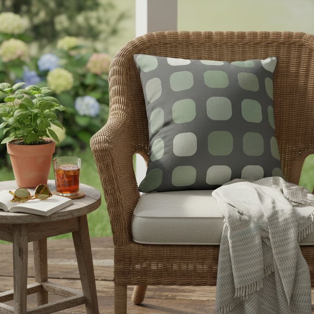 Coussin Forêt Nature Vert Carré Round Motif Sur Grey (Créateur téléchargé)