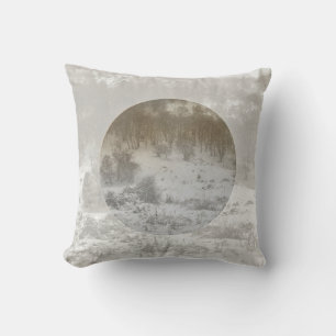 Coussin Forêt neige hiver arrière - plan géométrique