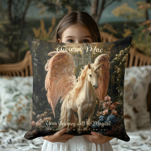 Coussin Forêt rose Unicorne Pegasus Woodland Magique Horse