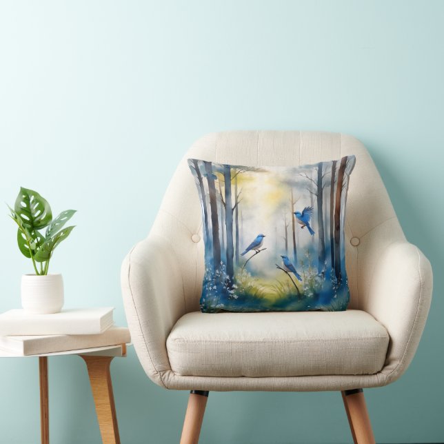 Coussin Forêt Scénique de Merlesbleus des Bois (Chaise)