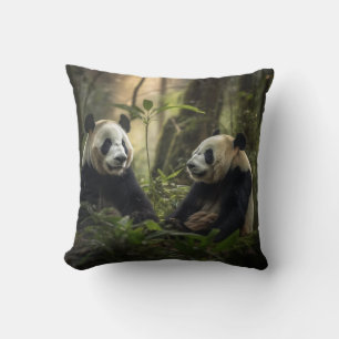 Coussin Forêt tranquille : Panda Pair