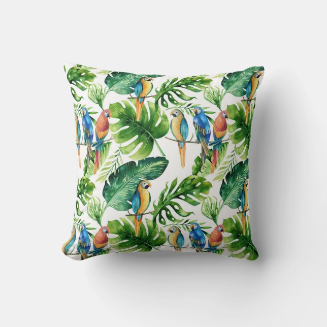 Coussin Forêt tropicale verte de Pluie de la Jungle Perrot (Recto)