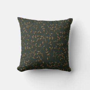 Coussin Forêt verte au motif de feuille d'or lunatique