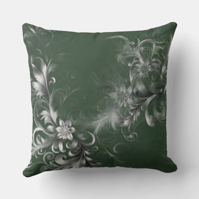 Coussin  Forêt Verte Élégante et Argent  (Verso)
