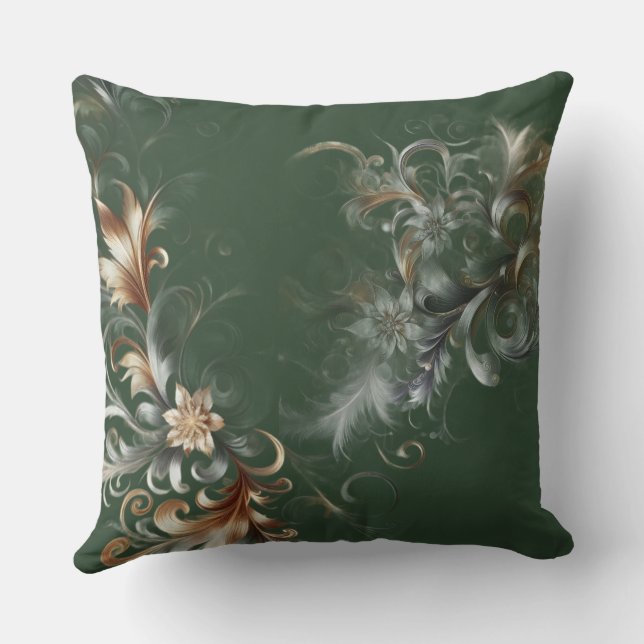 Coussin Forêt verte élégante et or (Verso)