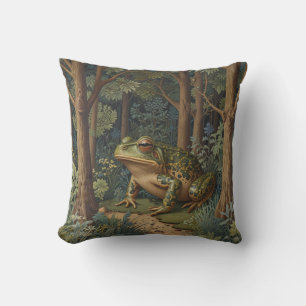Coussin Forêt vintage de grenouilles à saumons