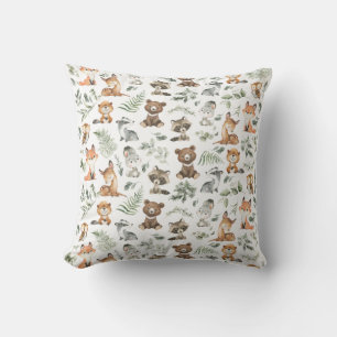 Coussin Forêt Whimsical Animaux Forêt Sage Verdure