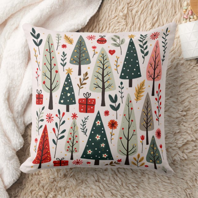 Coussin Forêt Whimsical d'arbres de Noël (Couverture)