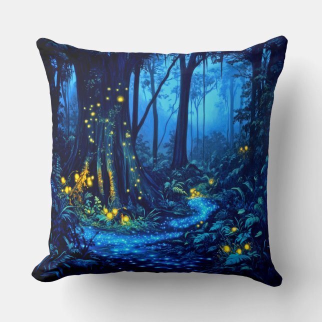 Coussin Forêts bio lumineuses (Recto)