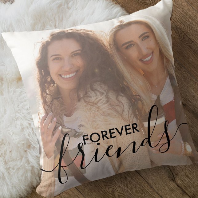 Coussin Forever Friends Black Script Overlay 2 Photo (Créateur téléchargé)