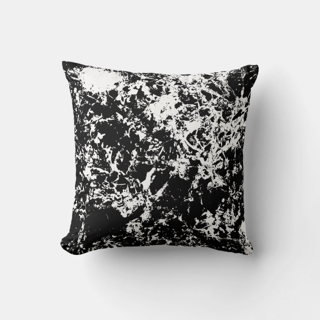 Coussin Formation de glace Abstraite noire et blanche (Recto)