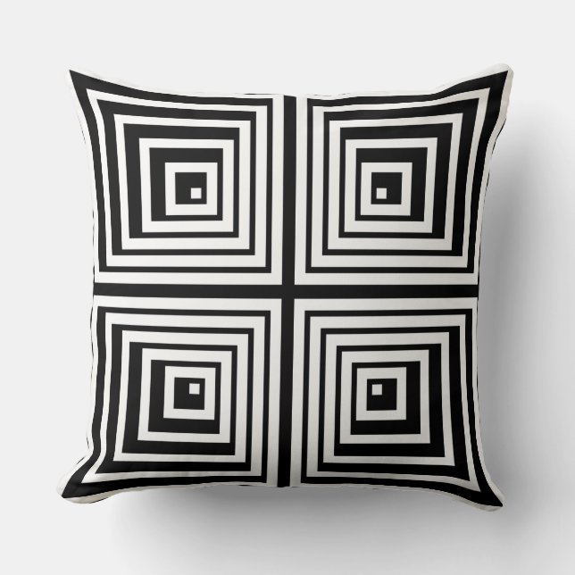Coussin Formation d'étoiles imbriquées en noir et blanc (Recto)