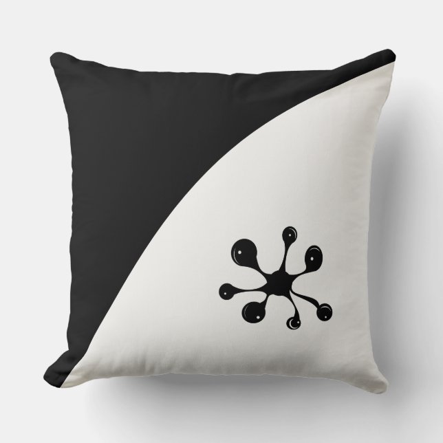 Coussin Forme Abstraite moderne sur noir et blanc (Recto)