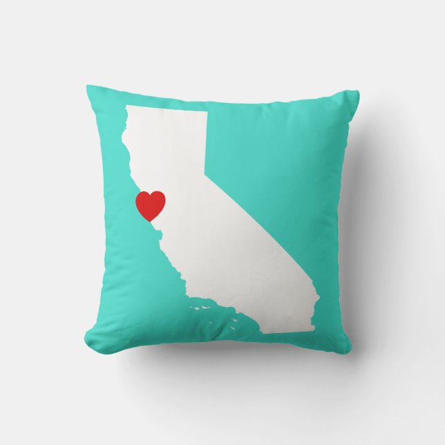 Coussin Forme californienne avec coeur rouge (Recto)