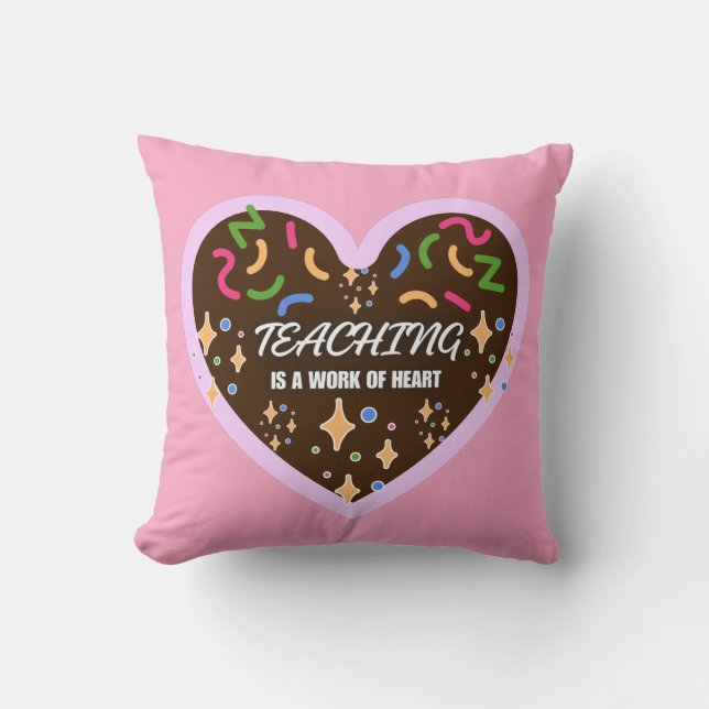 Coussin Forme cardiaque L'enseignement est une oeuvre de c (Recto)