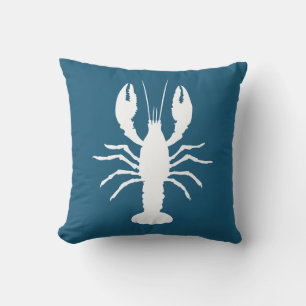 Coussin Forme de homard bleu et blanc