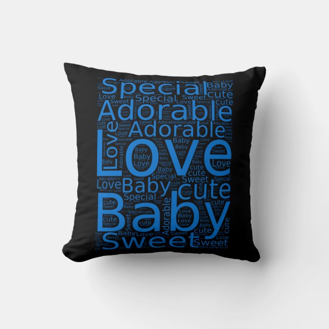 Coussin Forme de mot noir et bleu (Recto)