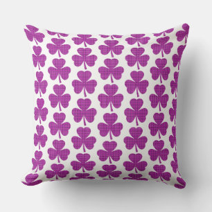 Coussin Forme de trèfle à carreaux rose violet