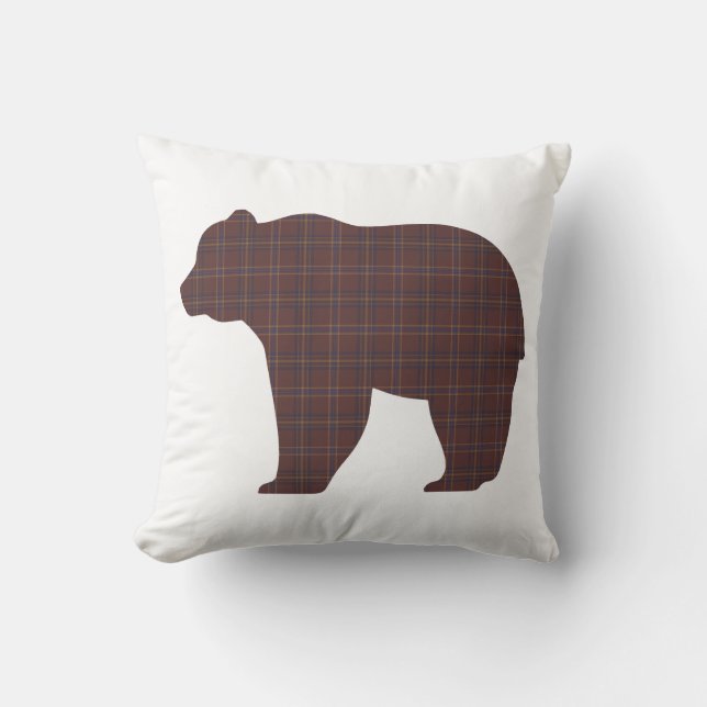 Coussin Forme d'ours à carreaux marron Cabine Core (Recto)